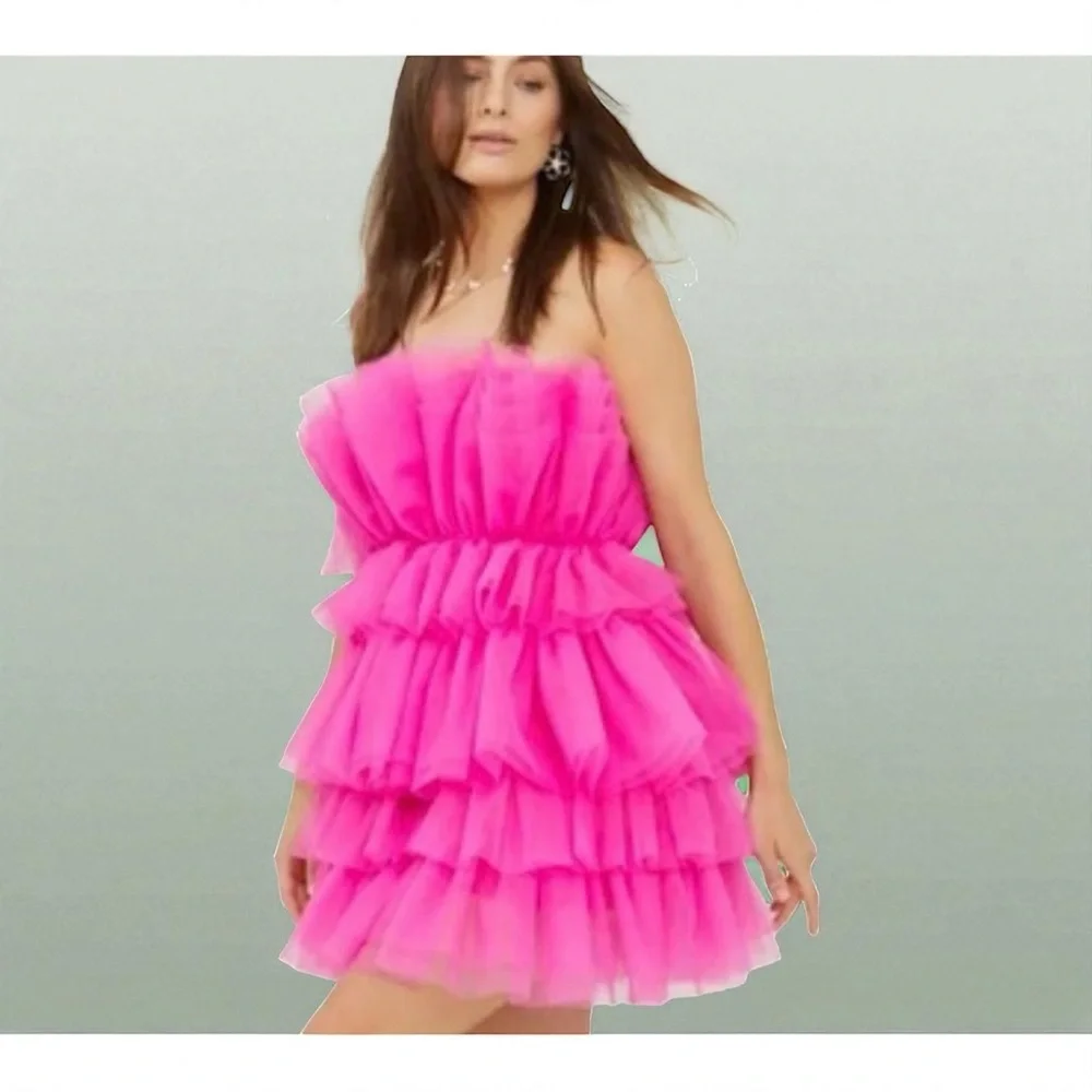 Altar’d State Daria Hot Pink Tulle Dress Size XL NWT - Picture 10 of 11